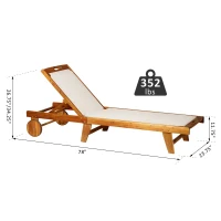 Outsunny Outdoor Texteline Chaise Lounger w/ Wheels(m-3)