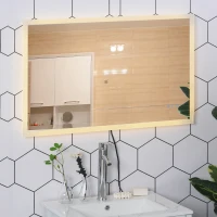 kleankin 24"x38" LED Bathroom Horizontal/Vertical Mirror with Defogging Function, and 3 Color White Temperatures(m-6)