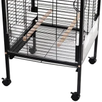 PawHut Metal Bird Parrot Cage With Rolling Standing 5ft w/ perches and bowls Black(m-12)