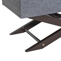 HOMCOM 32" Tufted Upholstered Storage Ottoman Bench X Leg Bed Bench with Organizer Padded Piano Keyboard Seat Grey(m-9)