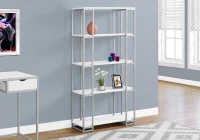 Monarch 60" Contemporary Open Concept 4 Shelf Bookshelf - White / Silver Metal(m-2)
