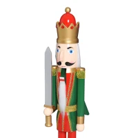 Open Box HOMCOM 42" Wooden Traditional Nutcracker King Figure with Sword - Red and Green(m-8)
