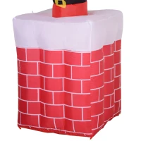 HomCom 6' Tall Outdoor Animated Inflatable Christmas Lawn Decoration - Santa in a Chimney(m-16)
