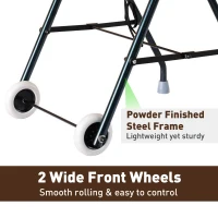 HOMCOM Folding Adjustable Walker Rollator Healthcare Wheeled Mobility Walking Aid with Seat Aluminum Lightweight(m-5)