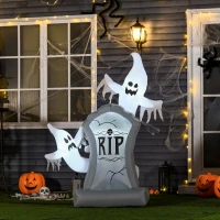 HOMCOM 5.1 ft Inflatable Ghosts with Tombstone, Halloween Outdoor LED Light Yard Display, Waterproof(m-9)
