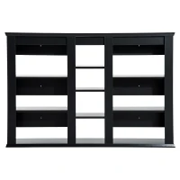 HOMCOM Triple Wall Mounted Media Storage Floating CD DVD Shelves Rack Hanging Organizer Unit Black(m-2)