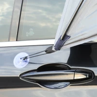 Outsunny Easy-Out Self Standing Rooftop Car Awning with PU Polyester Fabric for Sun-Shade & UV/Water Protection, Grey(m-4)