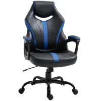 Vinsetto Racing Style Gaming Chair Ergonomic High Back Computer Office Chair PU Leather with 360° Swivel Rocking Adjustable Height Padded Armrest Blue(m-1)