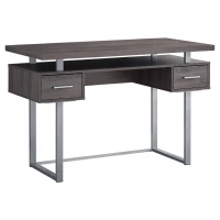 Monarch 48" Contemporary Wood-look and Metal Computer Writing Desk - Dark Taupe / Silver Metal(m-1)