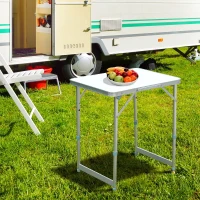 Open Box Outsunny 23" Aluminum Lightweight Portable Folding Easy Clean Camping Table with Carrying Handle(m-5)