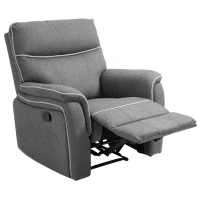 HOMCOM Manual Recliner Armchair with Thick Padded Headrest, Back and Footrest and Adjustable 150 Degree Angle, Grey(m-14)