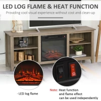 HOMCOM 60" W x 23.5" H Electric Fireplace Mantel TV Stand, Media Console Center Cabinet with 2 Adjustable Shelves, 4 Cable Management Holes and Fits up to 65" TV, Brown(m-6)