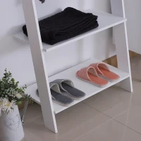 HOMCOM 3 Tier Leaning Ladder Shelf Wall Storage Display Rack Bookcase Plant Flower Stand White, (26.25"Lx15.25"Wx77.25"H)(m-7)