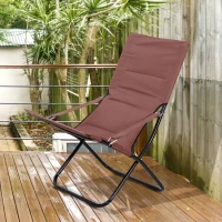 Outsunny Beach Chair Portable Ergonomic w/ Armrest Brown(m-1)