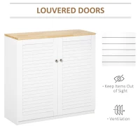 HOMCOM Storage Cabinet Kitchen Sideboard with Louvered Doors, Freestanding Floor Cabinet for Living Room, Hallway, White(m-4)