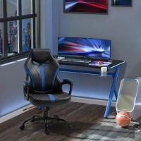 Vinsetto Racing Style Gaming Chair Ergonomic High Back Computer Office Chair PU Leather with 360° Swivel Rocking Adjustable Height Padded Armrest Blue(m-2)