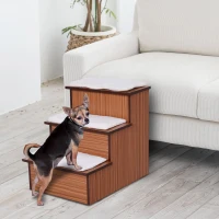 PawHut 24" Wooden Carpeted Pet Easy Step Pet 3 Stairs Ramp for Cats and Dogs(m-1)