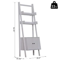 HOMCOM 3 Tier Ladder Bookcase Storage Cabinet Home Organizer Living Room White(m-3)