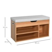 HOMCOM Shoe Rack Bench, Storage Organizer with Padded Cushion, Shelves, Hidden Compartments for Shoes, Boots, High Heel, Brown(m-3)