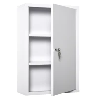 kleankin Steel Wall Mount Medicine Cabinet 3 Tier Emergency Box for Bathroom Kitchen, Lockable with 2 Keys - White(m-2)