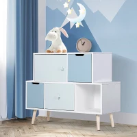 HOMCOM Kids Cabinet Bedroom Storage Organization Unit Bedroom Blue(m-1)