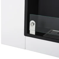 HOMCOM Ethanol Fireplace, 43.25" Wall-Mounted 0.73 Gal Stainless Steel Max 323 Sq. Ft., Burns up to 4 Hours, White(m-14)