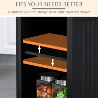 HOMCOM Fluted-Style Wooden Kitchen Island, Storage Cabinet with Drawer, Open Shelving, and Interior Shelving for Dining Room, Black(m-4)