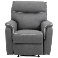 HOMCOM Manual Recliner Armchair with Thick Padded Headrest, Back and Footrest and Adjustable 150 Degree Angle, Grey(m-12)