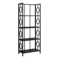 Monarch 62" H Transitional Decorative Metal 4-Tier Corner Etagere Bookcase - Espresso / Black Metal(m-1)