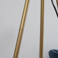 HOMCOM Modern Tripod Floor Lamp, Freestanding Lamp w/ Fabric Lampshade and E26 Base for Living Room, No Bulb - Gold(m-10)