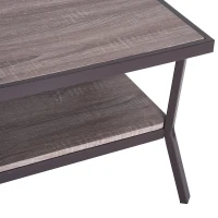 Open Box HomCom Rustic Industrial Minimal Two Tier Wooden Coffee Table - Light Brown Woodgrain(m-7)