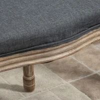 HOMCOM Vintage Armless Dining Chais Set of 2, French Chic Side Chairs with Curved Backrest Linen Upholstery for Kitchen Living Room, Grey(m-10)