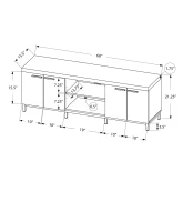 Monarch 60" Contemporary Hollow-Core Wood Grain-Look Double Door Storage Console TV Stand - Black / Grey Tones Finish(m-4)