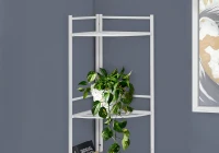 Monarch 58" H Modern 4-Tier Metal Corner Etagere Bookcase - White(m-3)