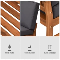 Outsunny 6 Piece L Shape Garden Sofa Set Solid Acacia Wood Garden Furniture Set with a Coffee Table for Yard and Bistro, Gray(m-4)