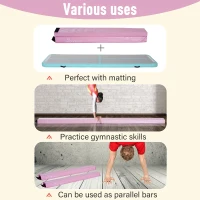 Soozier 8FT Folding Floor Balance Beam Foam Gymnastic Training Low Height Beam for Kids Home Gym Pink(m-4)