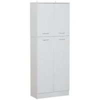 HOMCOM 62 Inch Tall 4-Door Kitchen Pantry Cupboard Storage Cabinet with Adjustable Shelves Home Furniture, White(m-2)