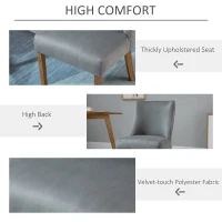 HOMCOM Modern Dining Chairs Set of 2 with High Back, Dining Room Chairs with Nailhead Trim, Upholstered Seats and Solid Wood Legs for Kitchen, Light Grey(m-5)