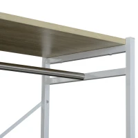 HOMCOM Rolling Garment Rack 2 Shelves Hanging Rods Oak(m-6)