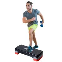 Soozier 27" Aerobic Stepper Adjustable Workout Platform Fitness Step with Riser Training Exercise Home Gym 4” to 6”(m-1)