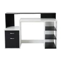 HOMCOM Compact Computer Table Multipurpose Workstation Storage Home Office Writing Desk(m-4)