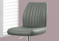 Monarch 2 Piece Contemporary PU Leather Vertical Ribbed Seat Chrome Base Hydraulic Lift Swivel Barstool Chair Set - Grey Finish(m-3)