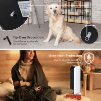 HOMCOM 1500W Ceramic Space Heater, 2-In-1 Oscillating Portable Heater with Three Heating Modes(High, Low, Fan), Timer, Remote Control, for Indoor Use, White(m-6)