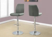 Monarch 2 Piece Contemporary PU Leather Vertical Ribbed Seat Chrome Base Hydraulic Lift Swivel Barstool Chair Set - Grey Finish(m-2)