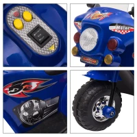 Aosom 6V Kids Motorcycle Dirt Bike Electric Battery-Powered Ride-On Toy Off-road Street Bike with Music & Horn Buttons, Stable 3-Wheel Design, & Rear Storage Space, Blue(m-9)