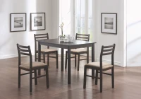 Monarch 5 Piece 43" Rectangular Wood Table and Padded Chairs Dining Set - Cappuccino Brown(m-2)
