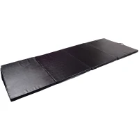 Soozier 4ftx10ftx2inch PU Leather Gymnastics Tumbling Gym Mat Arts Folding Yoga Exercise Pad 4 Panel (Black)(m-4)