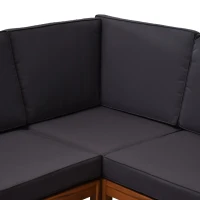 Outsunny 6 Piece L Shape Garden Sofa Set Solid Acacia Wood Garden Furniture Set with a Coffee Table for Yard and Bistro, Gray(m-11)