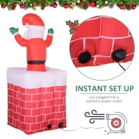 HomCom 6' Tall Outdoor Animated Inflatable Christmas Lawn Decoration - Santa in a Chimney(m-4)