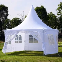 Outsunny Summer Clearance 13x13ft Pagoda Party Tent  Gazebo Canopy White(m-1)